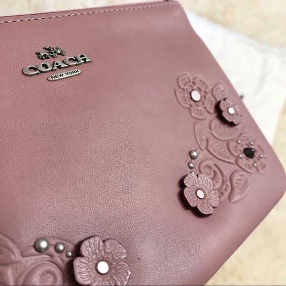 Coach Handbags - COACH Tea Rose Tooled small wristlet
